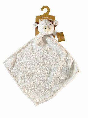 Levi And Emmie Cow White Feather Knit Soft Lovey Security Blanket 16"X14" NEW